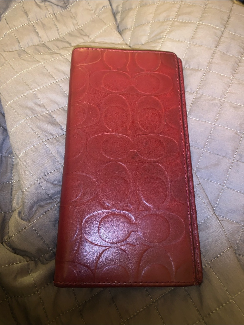 Coach Red Embossed Signature Wallet